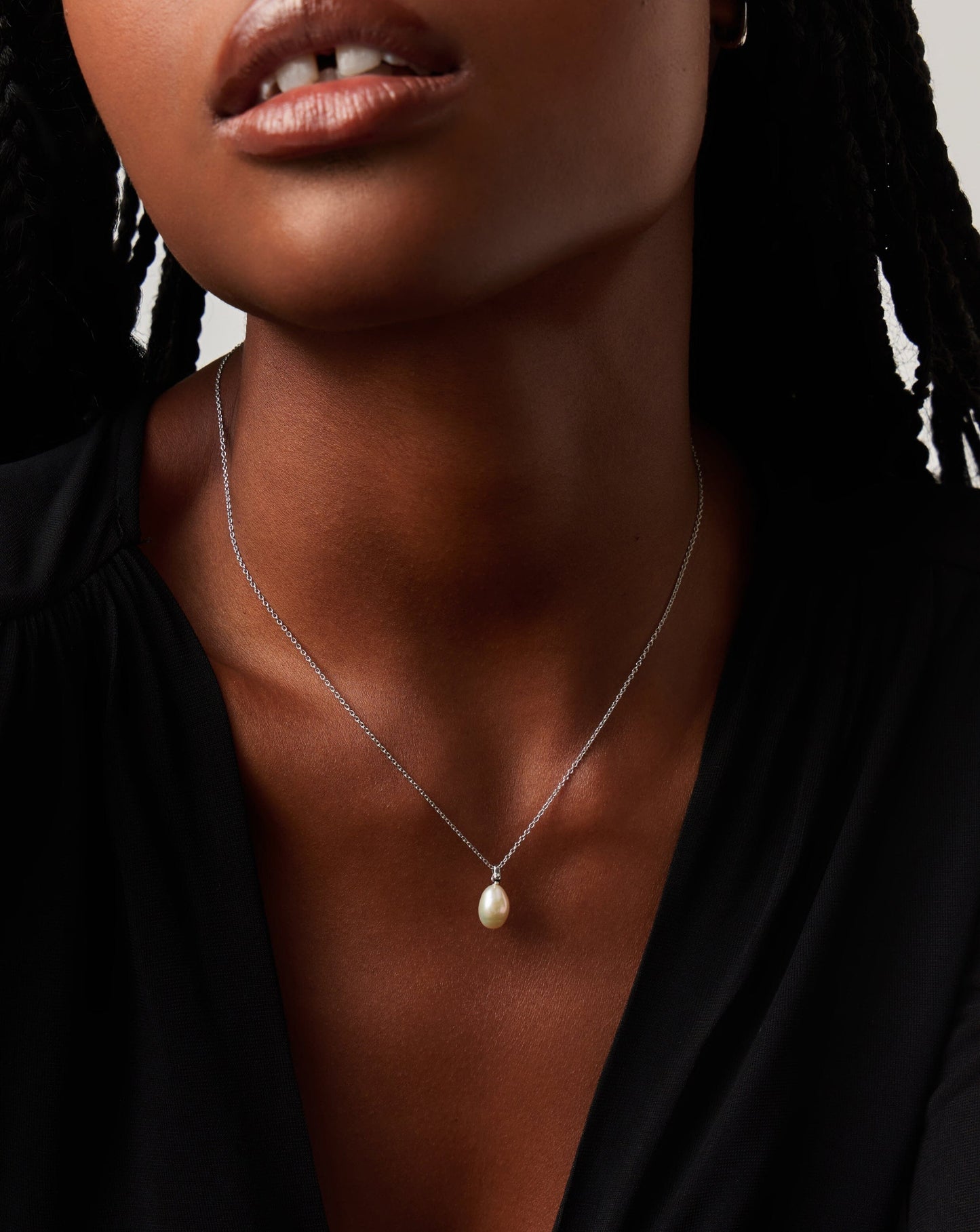 Fine Baroque Pearl Organic Pendant Necklace | 14ct Solid White Gold/Pearl