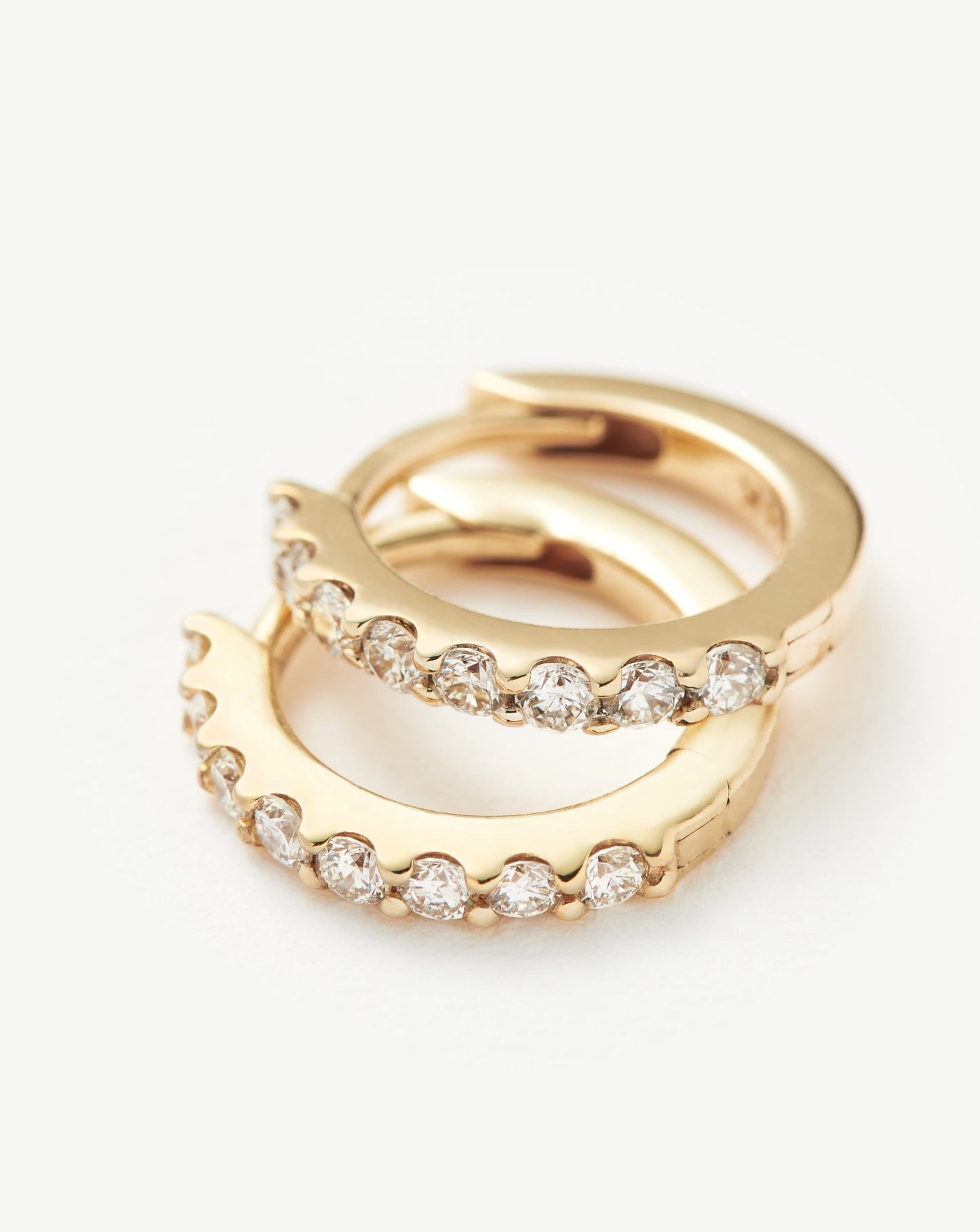 Fine Classic Diamond Huggies | 14ct Solid Gold/Diamond