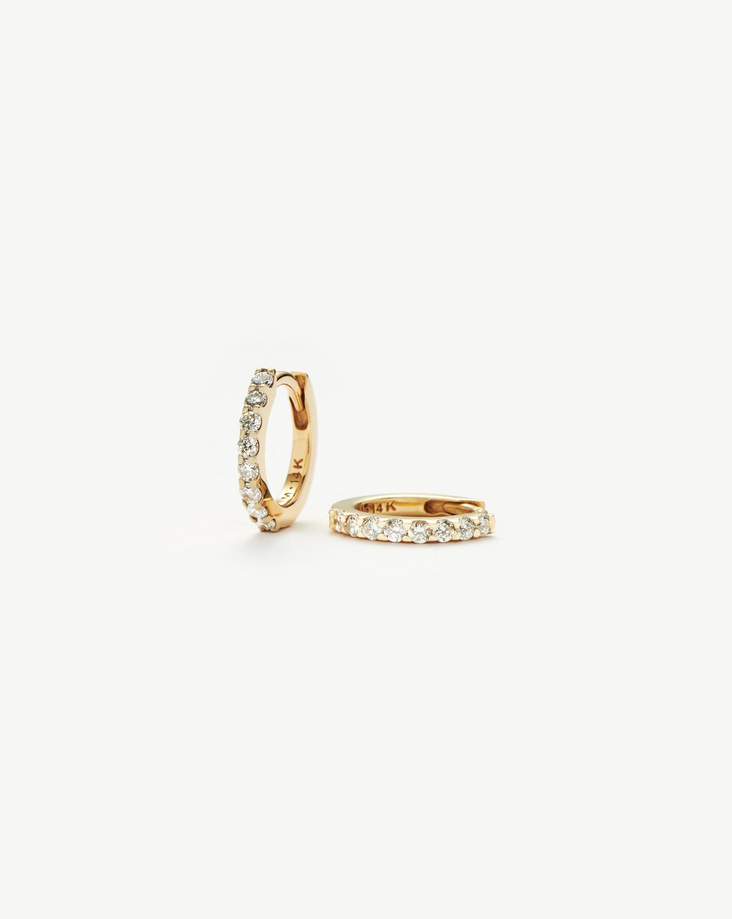 Fine Classic Diamond Huggies | 14ct Solid Gold/Diamond
