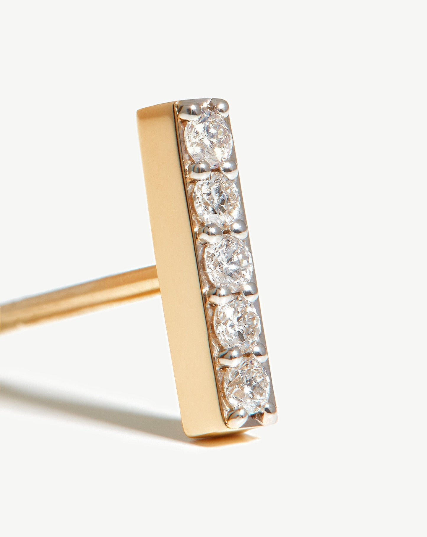 Fine Diamond Bar Stud Earrings | 14ct Solid Gold/Diamond