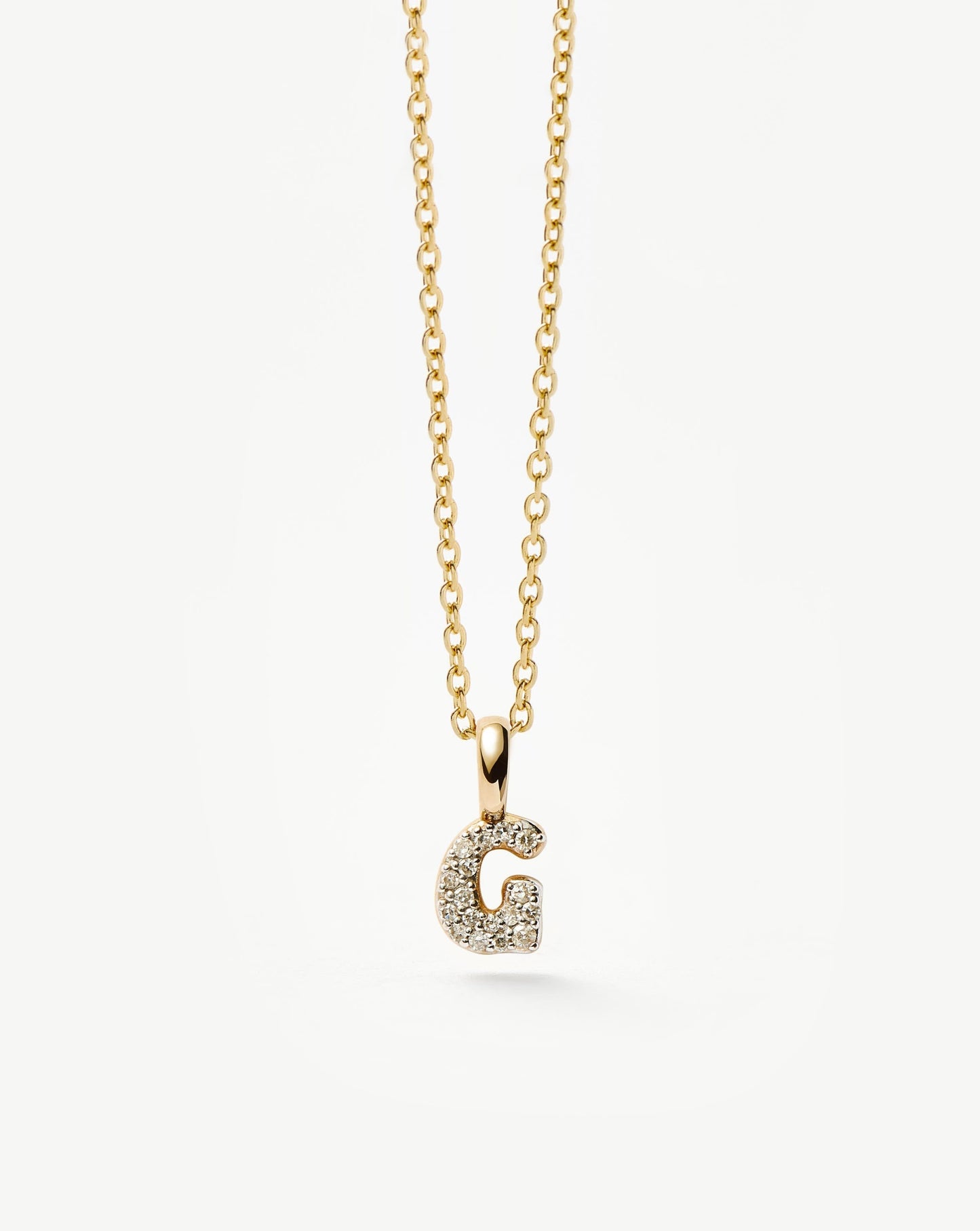 Fine Diamond Initial Mini Pendant Necklace - G | 14ct Solid Yellow Gold Plated/Diamond