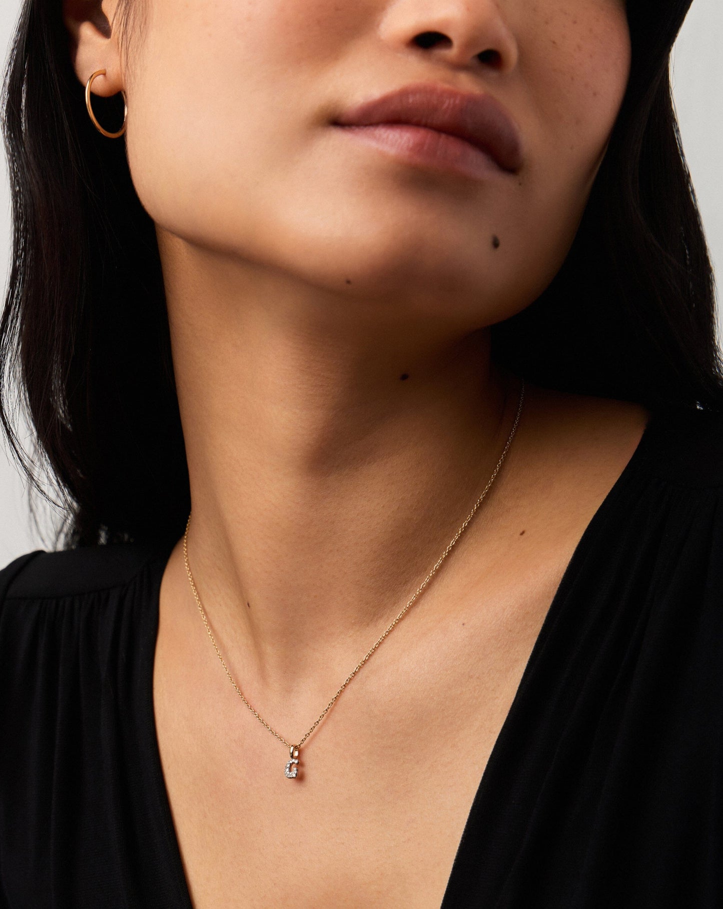 Fine Diamond Initial Mini Pendant Necklace - G | 14ct Solid Yellow Gold Plated/Diamond