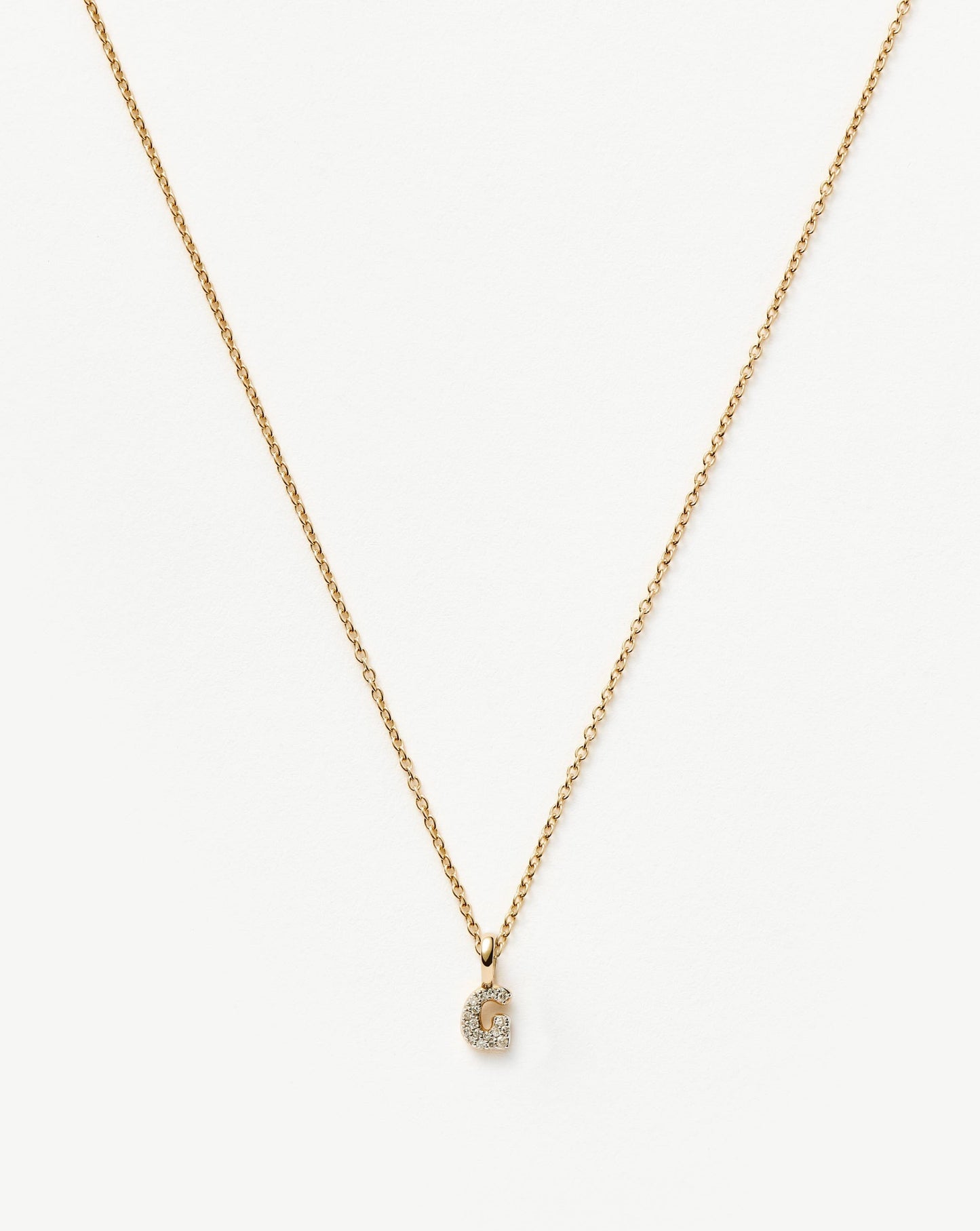 Fine Diamond Initial Mini Pendant Necklace - G | 14ct Solid Yellow Gold Plated/Diamond