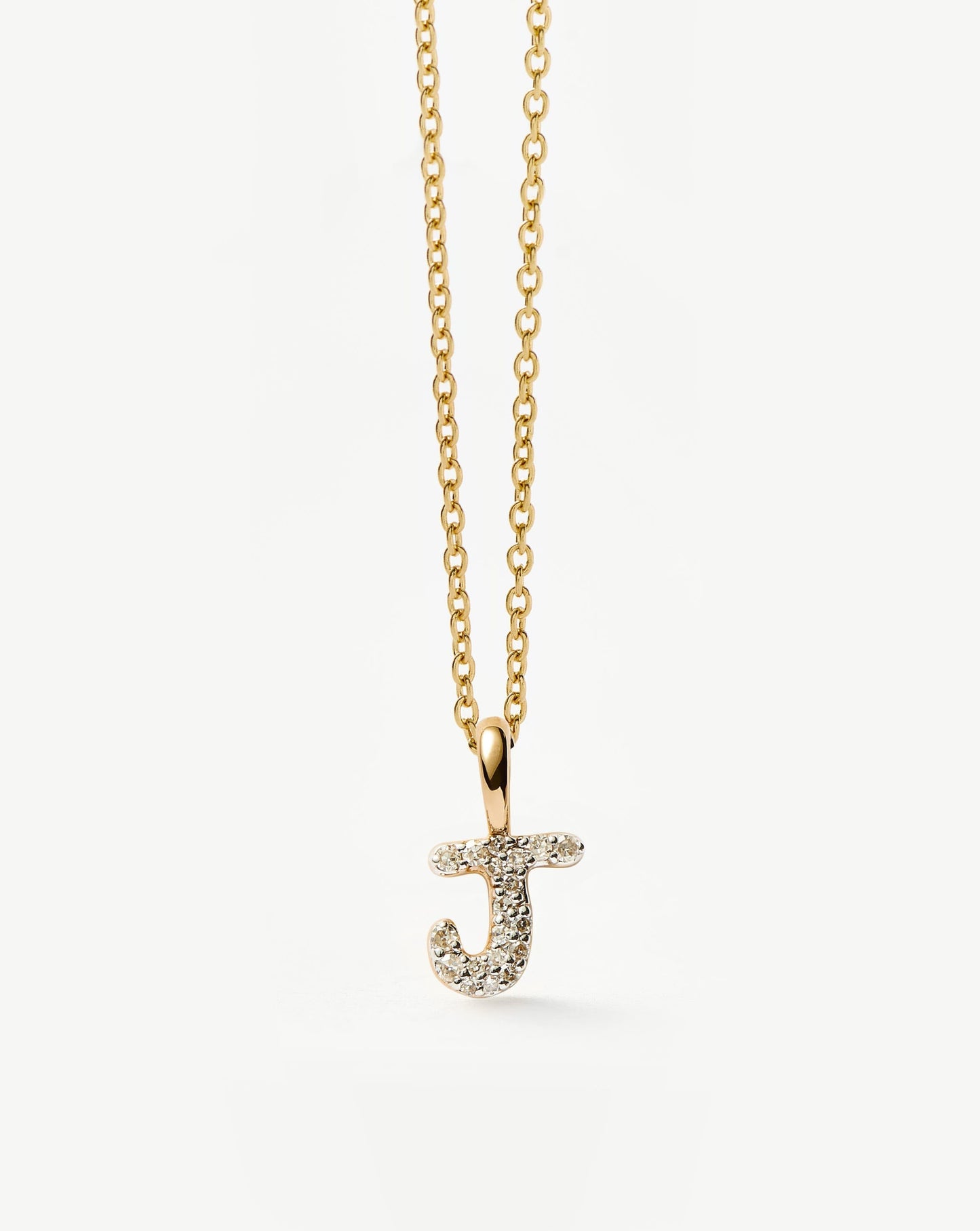 Fine Diamond Initial Mini Pendant Necklace - J | 14ct Solid Yellow Gold Plated/Diamond