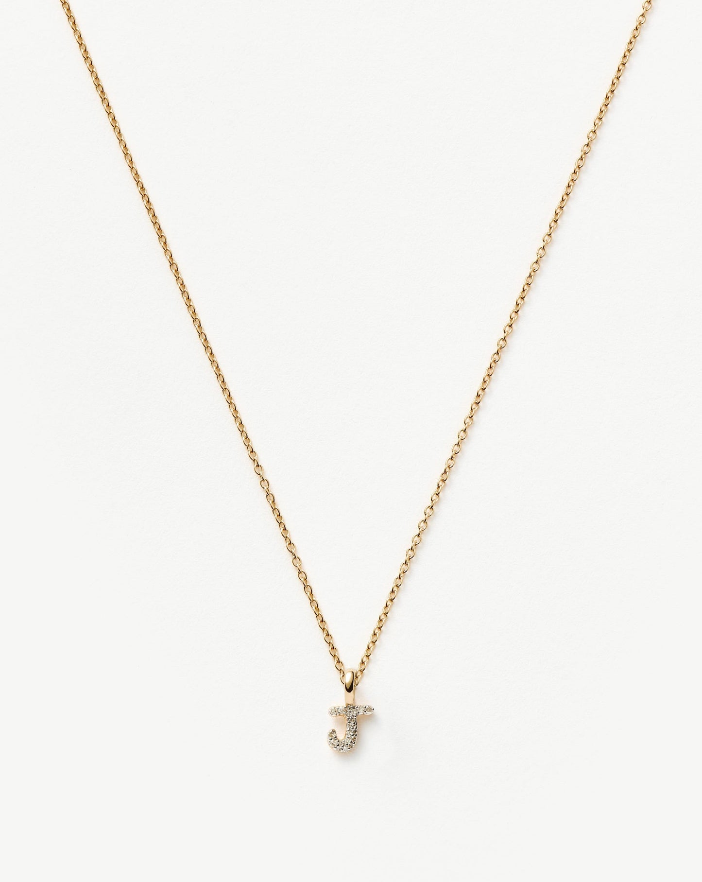Fine Diamond Initial Mini Pendant Necklace - J | 14ct Solid Yellow Gold Plated/Diamond