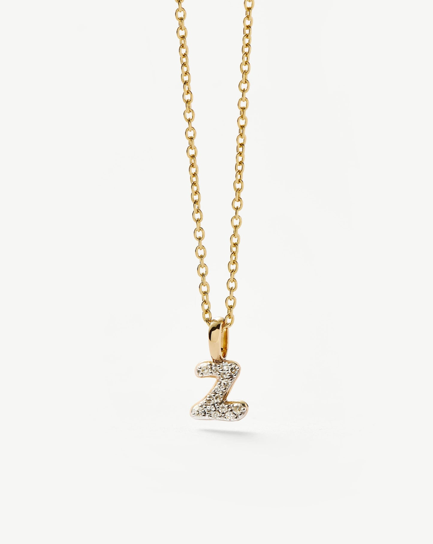 Fine Diamond Initial Mini Pendant Necklace - Z | 14ct Solid Yellow Gold Plated/Diamond