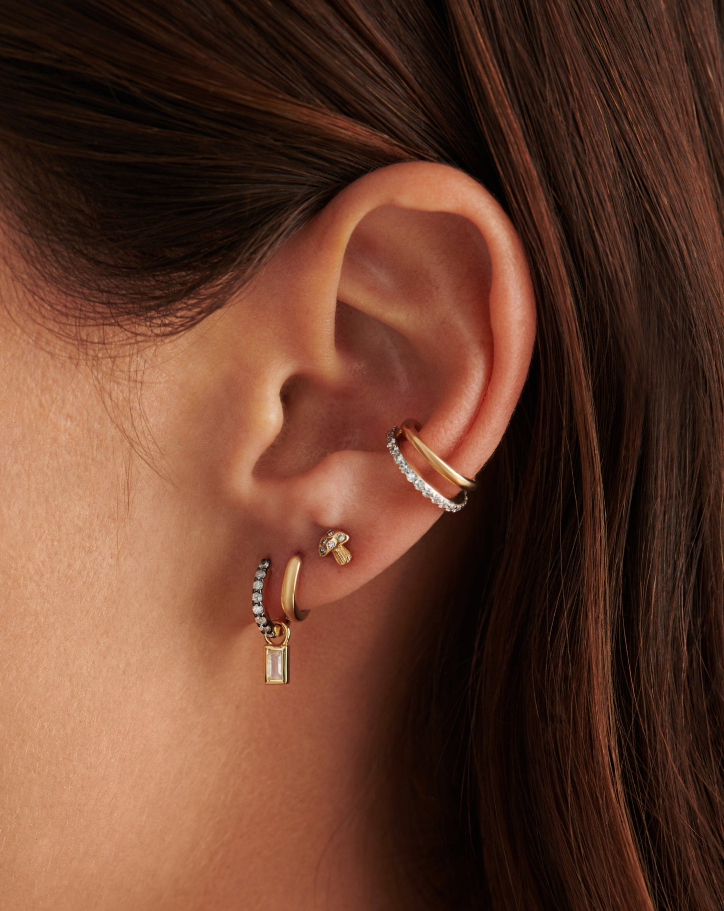 Fine Diamond Mushroom Single Stud Earring