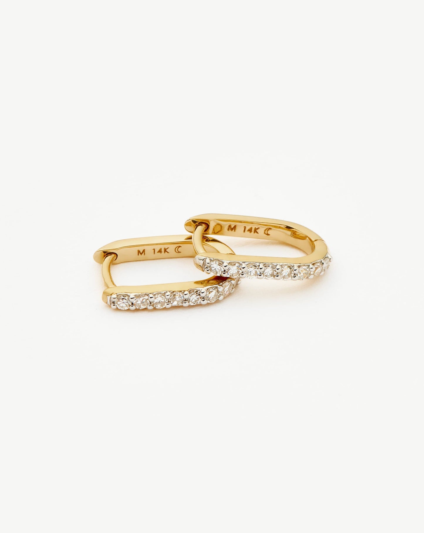 Fine Diamond Ovate Mini Hoop Earrings | 14ct Solid Gold/Diamond