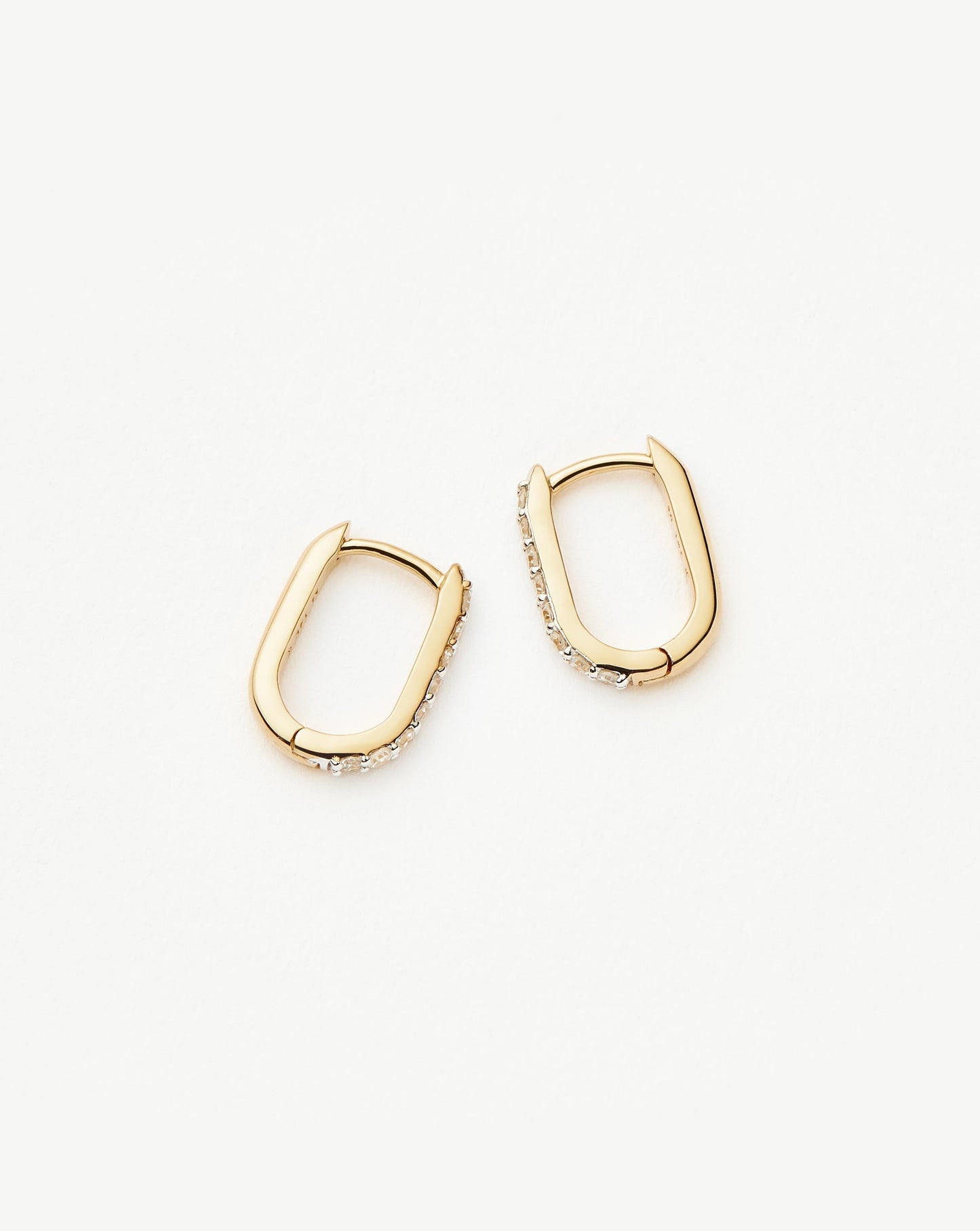 Fine Diamond Ovate Mini Hoop Earrings | 14ct Solid Gold/Diamond