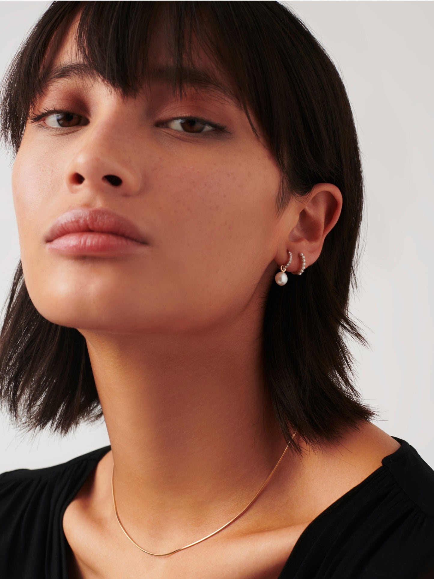 Fine Diamond & Pearl Charm Hoop Earrings | 14ct Solid Gold/Pearl & Diamond