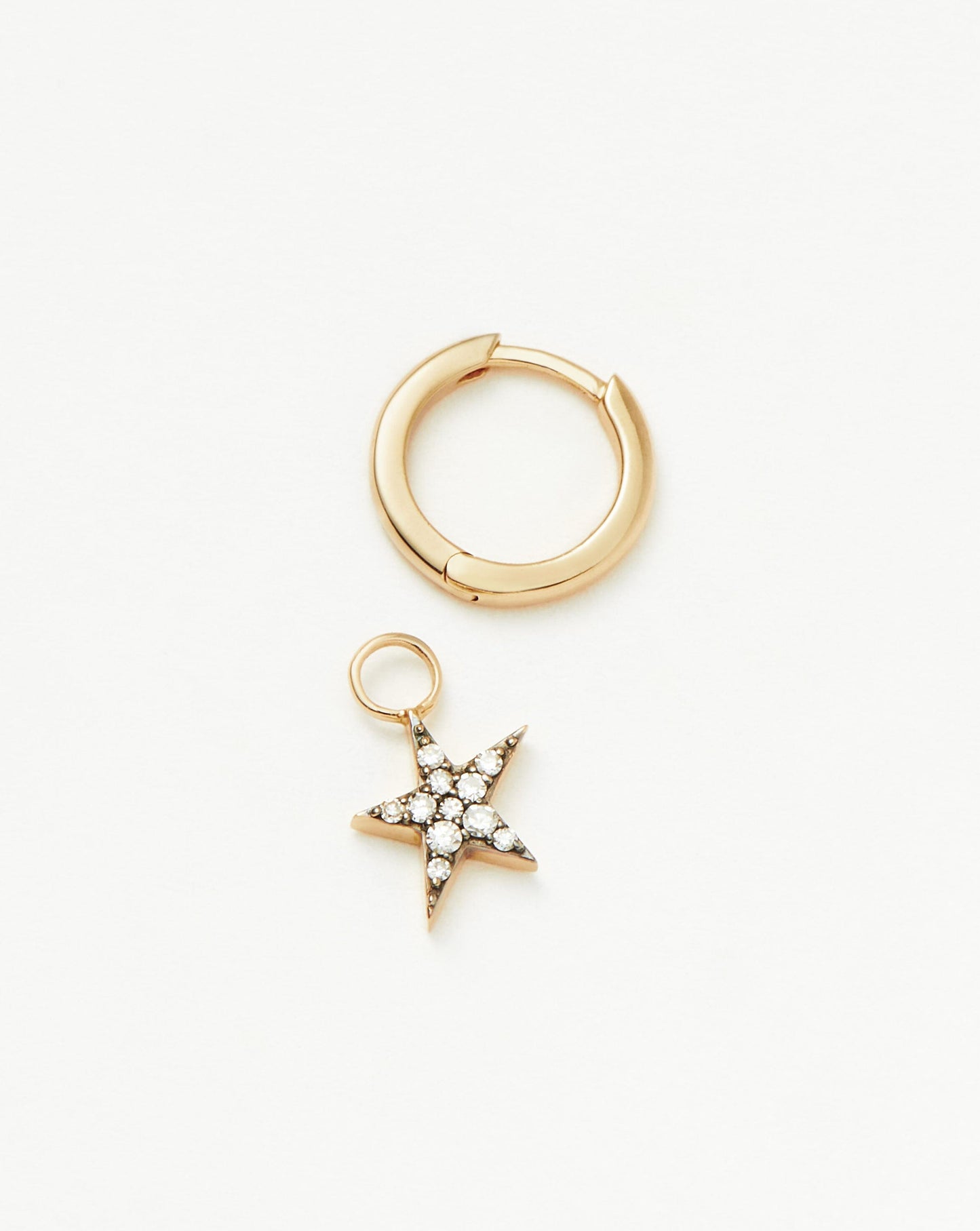 Fine Diamond Single Star Charm Hoop Earring | 14ct Solid Gold/Diamond