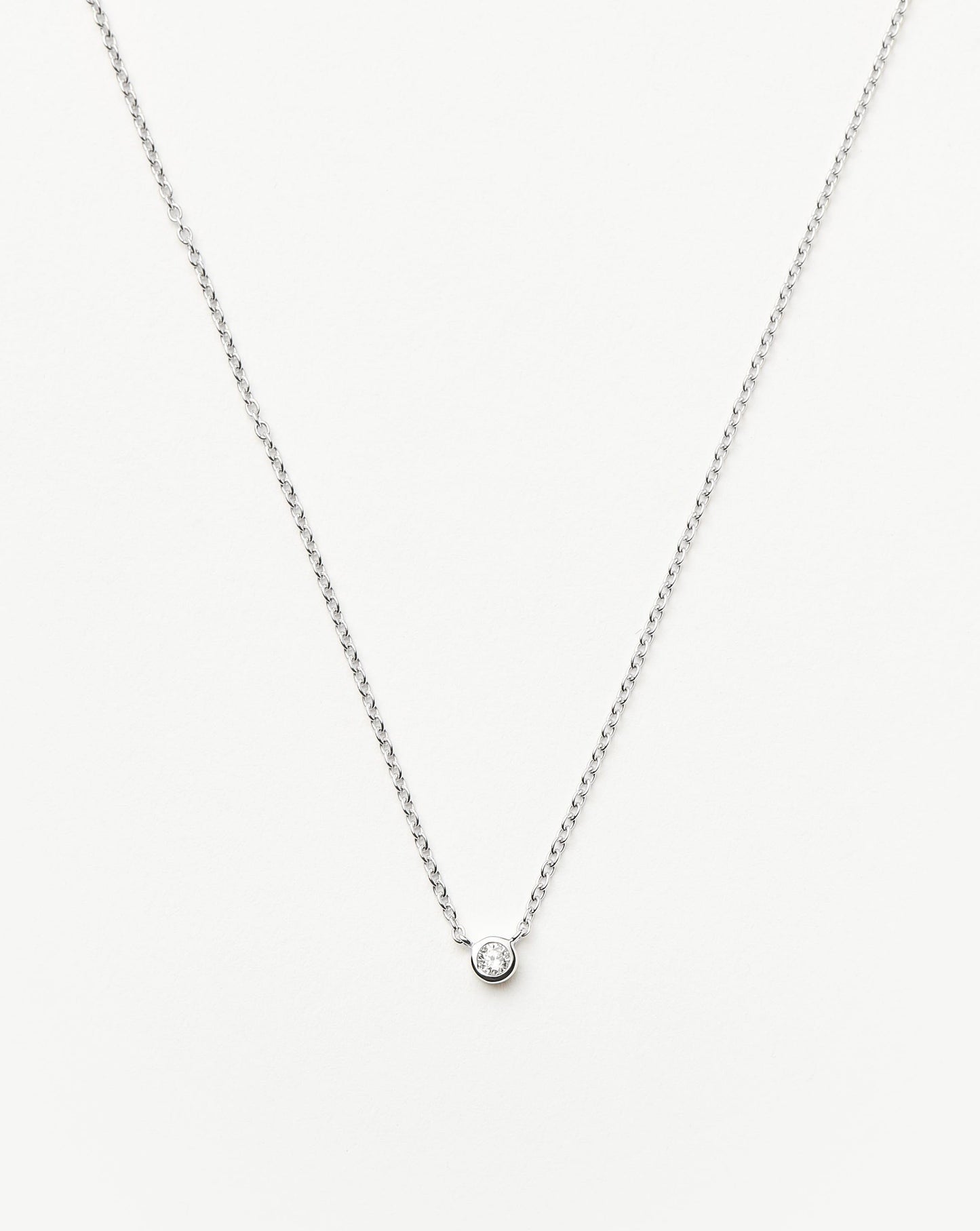 Fine Diamond Solitaire Pendant Necklace | 14ct Solid White Gold/Diamond