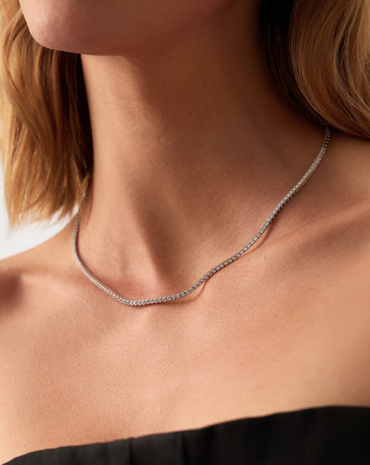 Fine Diamond Tennis Necklace | 14ct Solid White Gold Diamond
