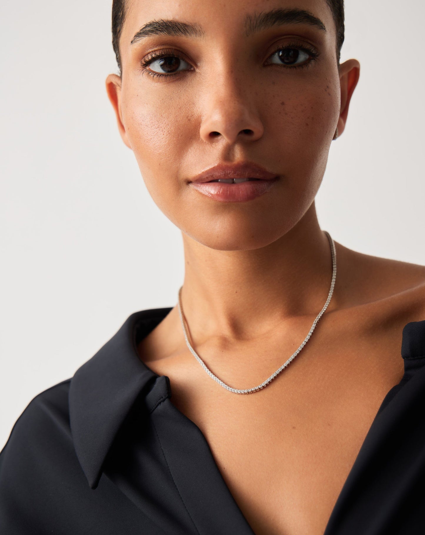 Fine Diamond Tennis Necklace | 14ct Solid White Gold Diamond