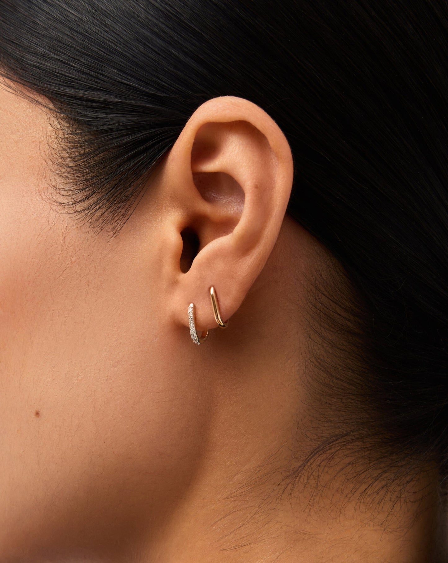 Fine Ovate Mini Hoop Earrings | 14ct Solid Gold