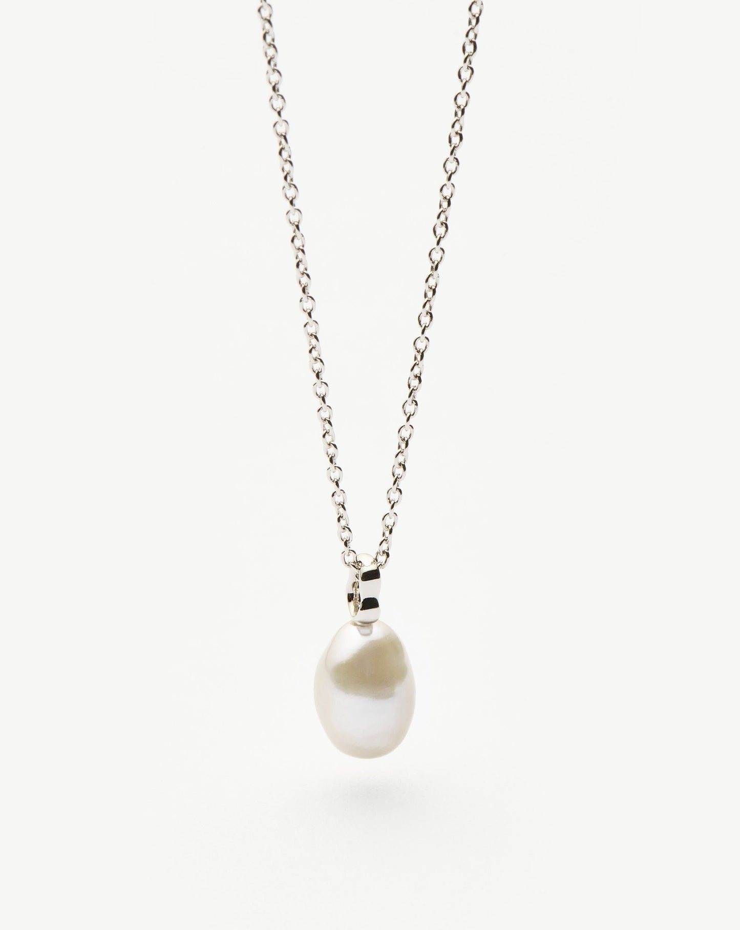 Fine Baroque Pearl Organic Pendant Necklace | 14ct Solid White Gold/Pearl