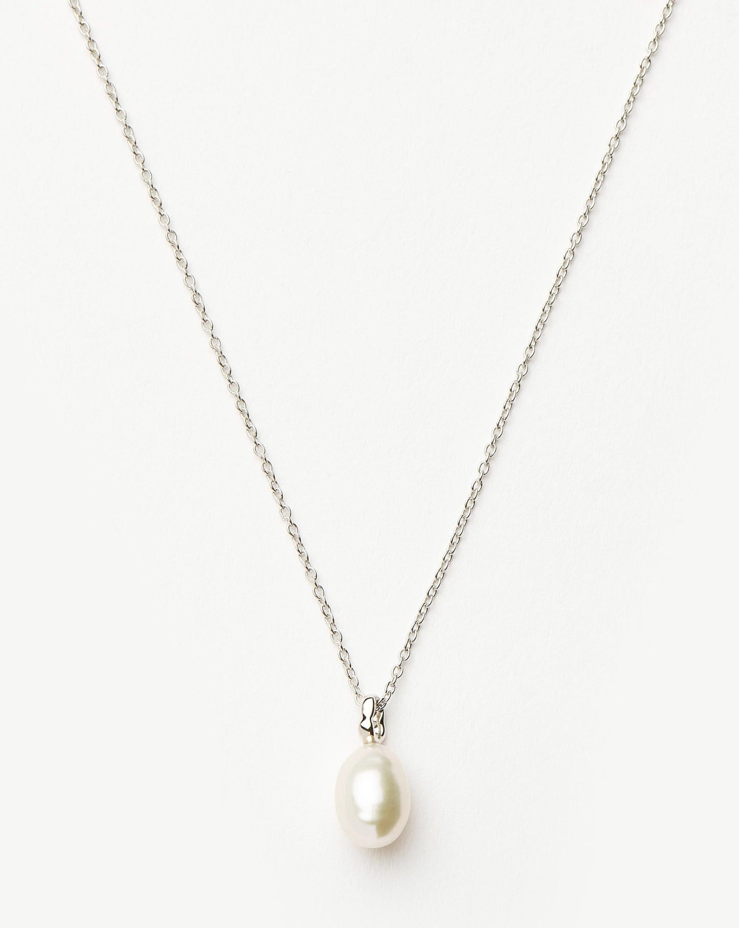 Fine Baroque Pearl Organic Pendant Necklace | 14ct Solid White Gold/Pearl