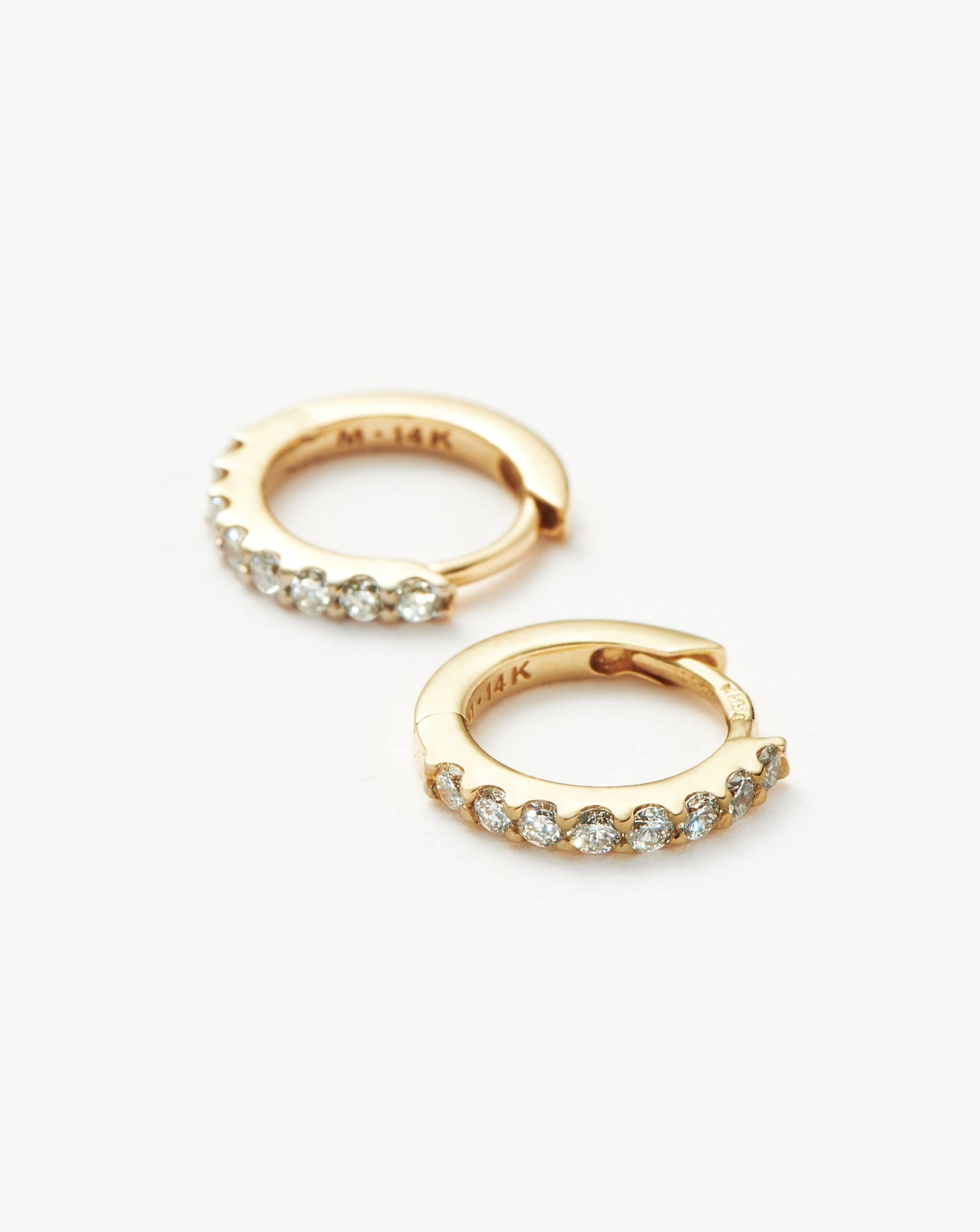 Fine Classic Diamond Huggies | 14ct Solid Gold/Diamond