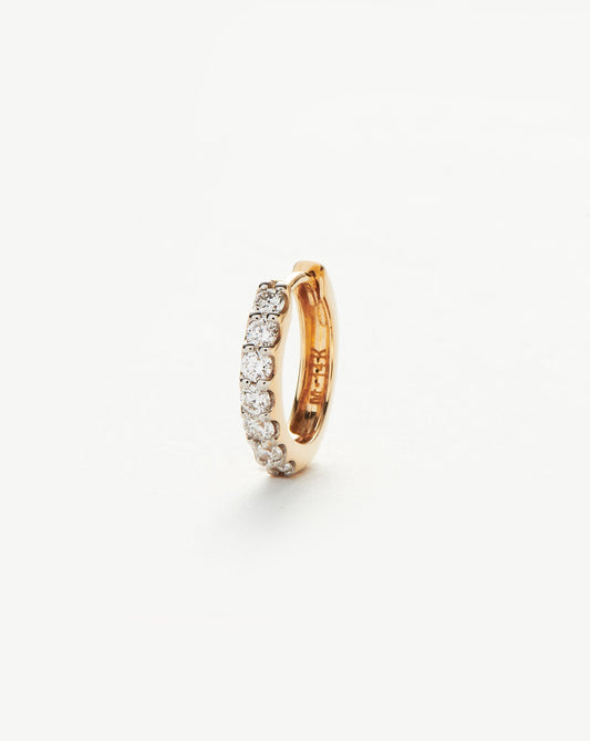 Fine Classic Diamond Single Huggie | 14ct Solid Gold