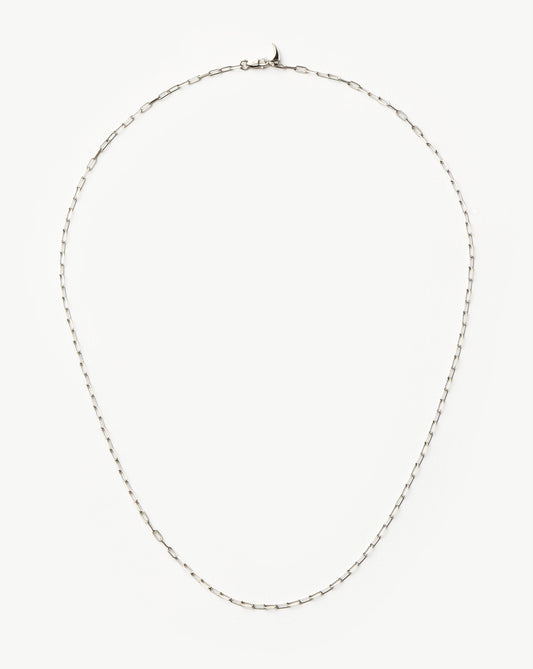 Fine Classic Paperclip Chain Necklace | 14ct Solid White Gold