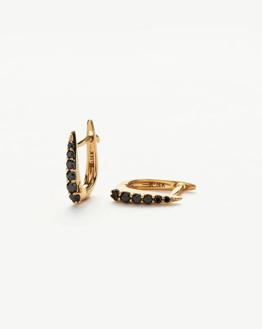 Fine Claw Huggies | 14ct Solid Gold/Black Diamond