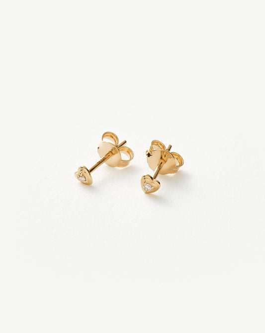 Fine Diamond Heart Stud Earrings