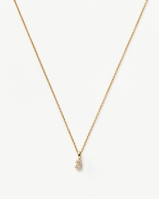Fine Diamond Initial Mini Pendant Necklace - S | 14ct Solid Yellow Gold Plated/Diamond