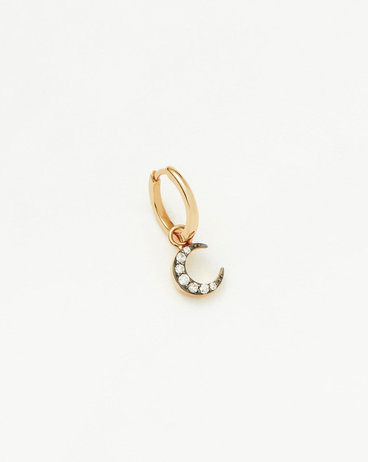Fine Diamond Single Moon Charm Hoop Earring | 14ct Solid Gold/Diamond