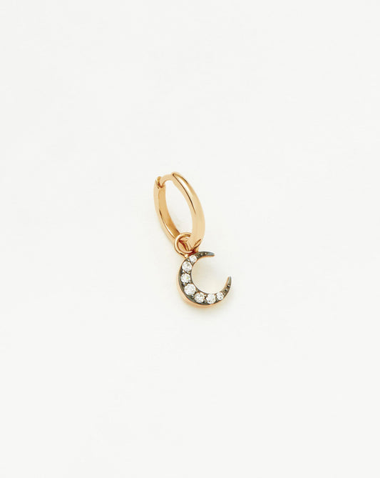 Fine Diamond Single Moon Charm Hoop Earring | 14ct Solid Gold/Diamond