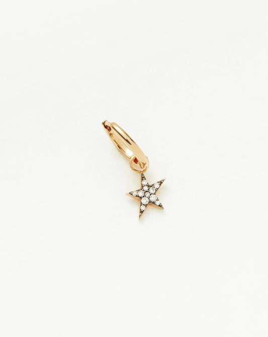 Fine Diamond Single Star Charm Hoop Earring | 14ct Solid Gold/Diamond