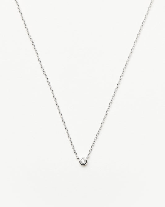 Fine Diamond Solitaire Pendant Necklace | 14ct Solid White Gold/Diamond