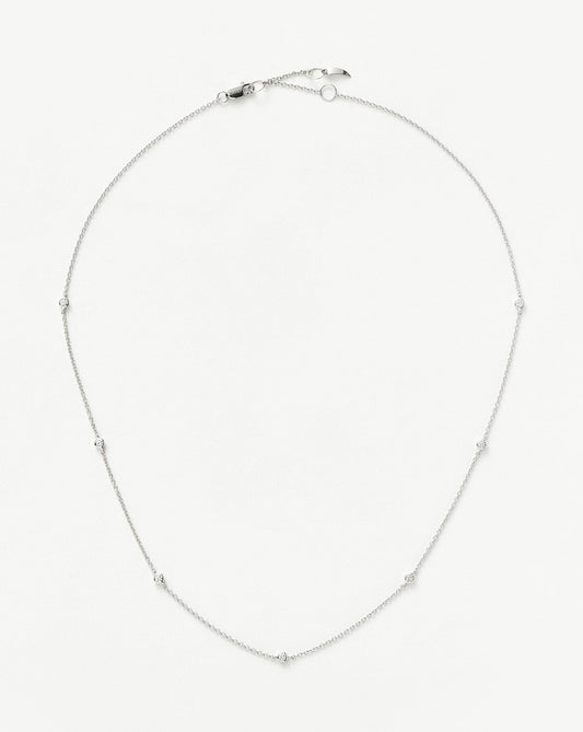 Fine Floating Diamond Necklace | 14ct White Gold