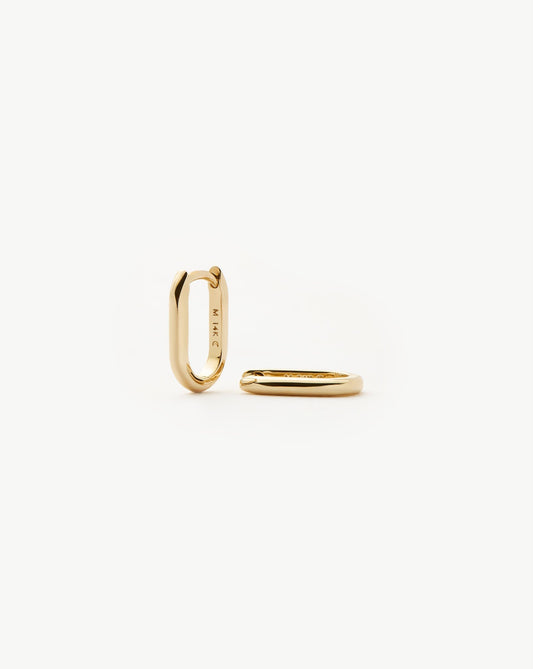 Fine Ovate Mini Hoop Earrings | 14ct Solid Gold